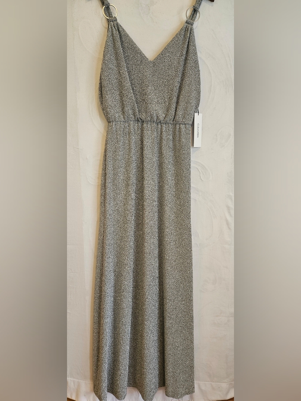 Calvin Klein Spaghetti Strap Maxi Dress in Gray Size 10 NWT